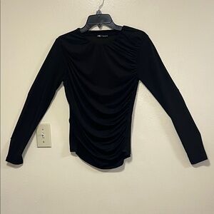 Zara Black Ruched Long Sleeve Top